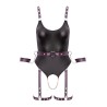 Body à jarretelles ouvert avec menottes - Cottelli Bondage