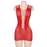 Robe rouge moulante ajourée filet Paris Hollywood