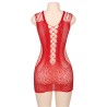 Robe rouge moulante ajourée filet Paris Hollywood