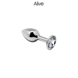 Plug métal bijou transparent M - Alive